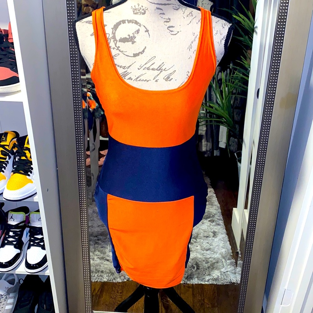 Orange and blue tank top dress